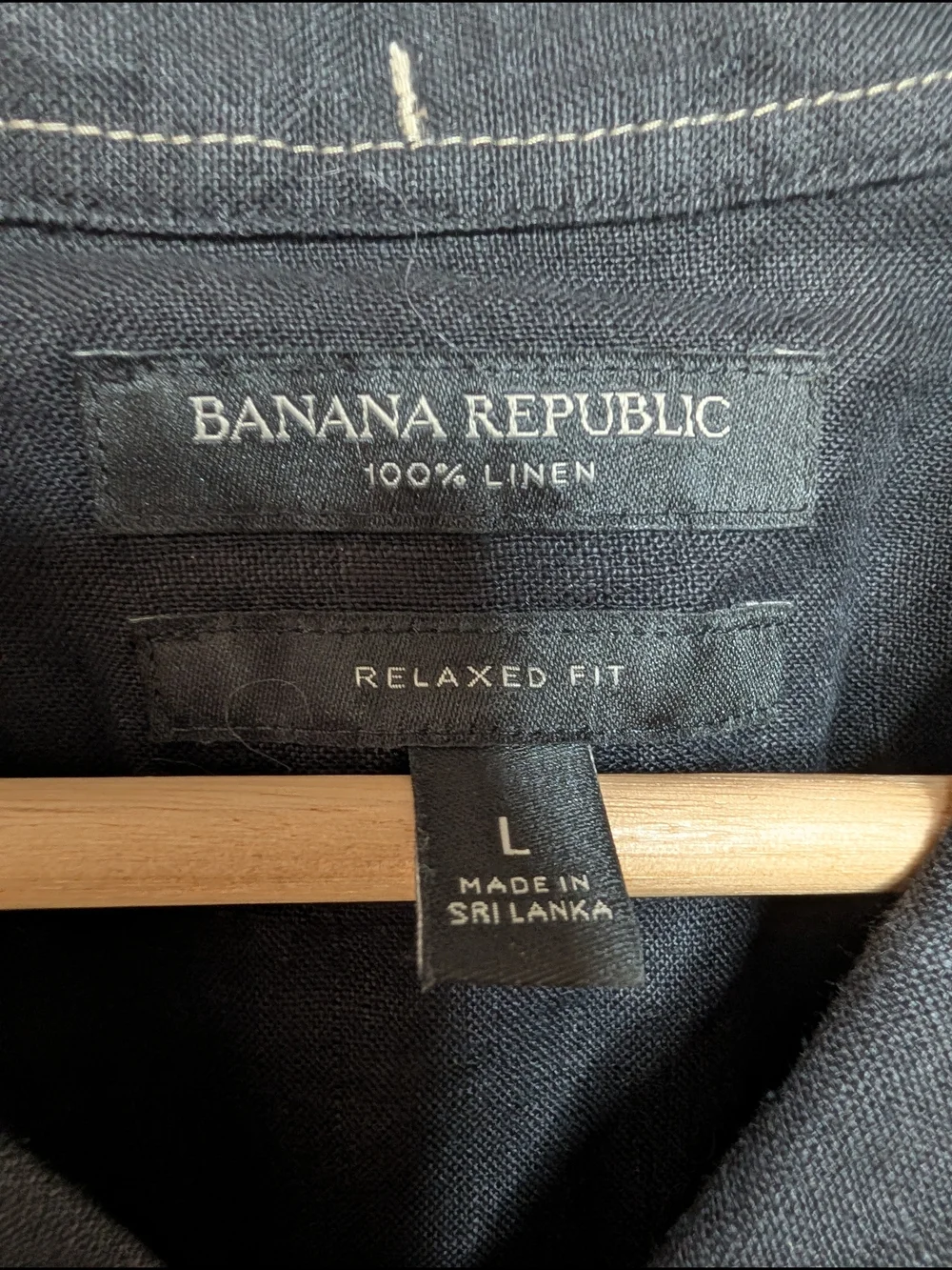 Banana Republic Men's Black 100% Linen Camp Shirt Relaxed Fit Large